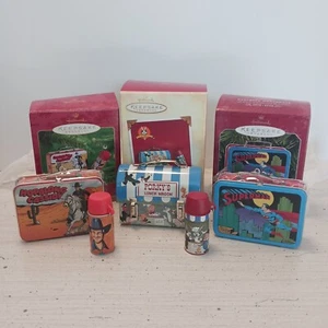 1998 Hallmark Lunchbox Christmas Ornaments Superman Looney Tunes Hopalong Thermo - Picture 1 of 5