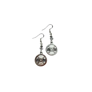 Weight Plate Fitness earrings with clear crystal accent beads, FREE SHIPPING - Picture 1 of 2