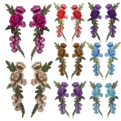 Rose Flower Patch Iron Sew On Embroidered Badge Clothes Embroidery Applique DIY~ - Image 1 of 4