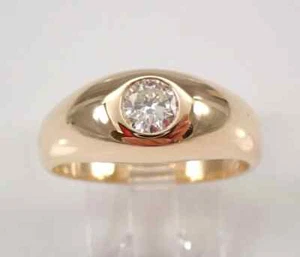 Vintage Style 14K Yellow Gold Plated Moissanite Gypsy Ring, Engagement Ring - Picture 1 of 7