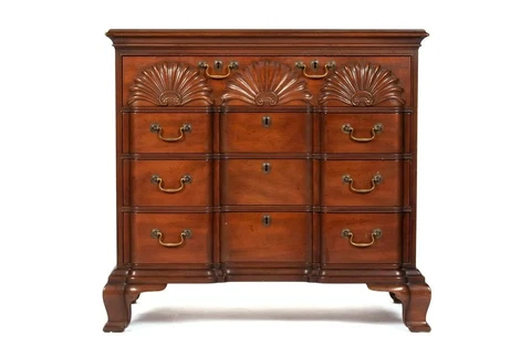 Kittinger Mahogany Historic Newport HN-18 Shell Block Front Goddard Chest Cover