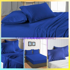 1000TC OR 1200TC Ultimate Sheets Collection Select AU Size Royal Blue Stripes - Foto 1 di 17