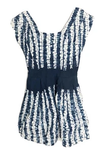 $198 NWT Calypso St.Barths White Navy Tie Dye Print Bubble Skirt Dress Size 4 B3 - Picture 1 of 5