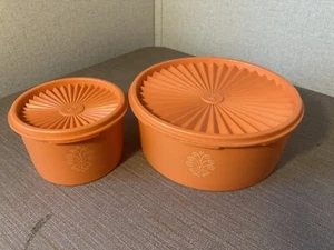 Tupperware 1204-11 Orange Canister & 1297-11 Vintage with lids - Picture 1 of 9