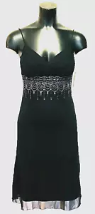 Vestido Parche Púrpura Talla 8 Midi -Negro-Cuentas Cintura Característica-DE COLECCIÓN AÑOS 80 90 - Imagen 1 de 7