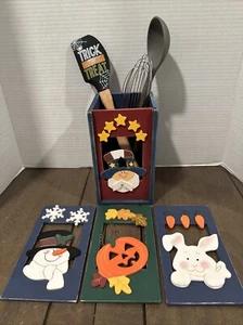 Vintage Schiebe Wechsel Urlaub Platten Küchenutensilien Holz Behälter - Bild 1 von 14