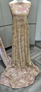 1MTR  MOON LIGHT  ROSE PRINT  Sparkly Glitter Stretch Fabric 58wide Dress Bridal - Picture 1 of 10