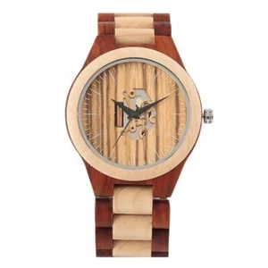 Novel Men's Wooden Watch Couple Analog Quartz Wrist Watch Full Bamboo Band Gift - Picture 1 of 17