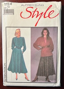 VTG Style Pattern #1154 Alfred Sung Lined Jacket Blouse & Skirt Misses 10 UNCUT - Picture 1 of 4