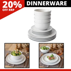 Overandback Porcelain Dinnerware Set 12 Piece Dinner Plates, Bowls, Salad Plates - Picture 1 of 8