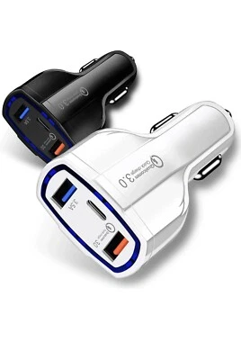 3-Port USB Fast Rapid Car Charger Adapter Type C Port for Android Samsung Galaxy - Image 1 of 4