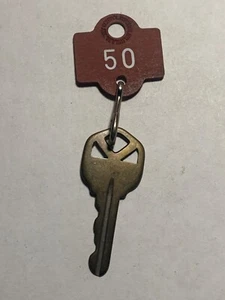 Vintage College Dorm room Hotel Motel Room Key Fob with Key #50 - Picture 1 of 2