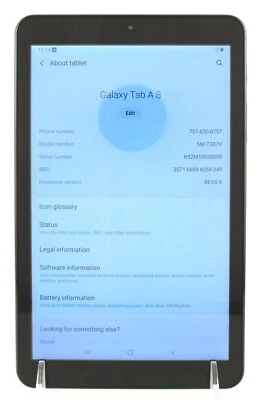 Samsung Galaxy Tab A SM-T387V 8" 32GB Wi-Fi 4G Black Verizon Tablet; 6155781 - Image 1 of 4