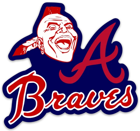 Atlanta Braves Screaming Indian with Logo Type MLB Baseball Die-Cut MAGNET Cover