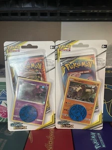 2x Cosmic Eclipse Pokemon Checklane Blister Booster Packs -Mismagius & Terrakion - Picture 1 of 2