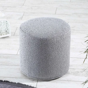 SIX Design Pouf Polsterhocker Sitzhocker Fußhocker rund 42x40 Webstoff Grau - Bild 1 von 3