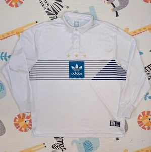 Adidas Originals Elevated Long-Sleeve Rugby Polo Top Mens XL White - Picture 1 of 12