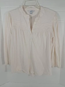 Blusa Croft & Barrow Cuello Dividido con Botones Manga 3/4 Blanca Mujer Xsmall - Imagen 1 de 8
