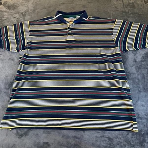 Vintage Bugle Boy Company Striped Polo Shirt Multicolor Short Sleeve Mens 2XL - Picture 1 of 9
