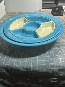Vintage Fiesta Relish Party Tray Old Ivory & Turquoise 6 Piece Set - Picture 1 of 11