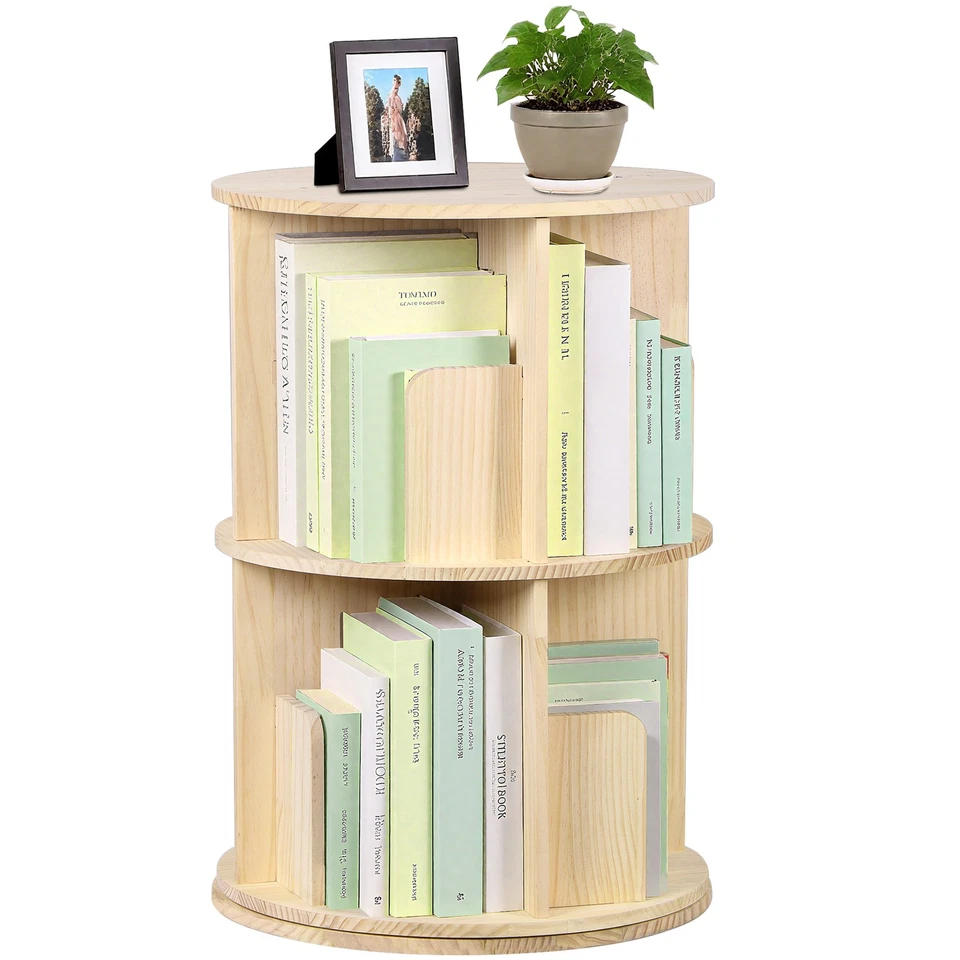 360° Revolving Bookcase Rotating Stackable Shelves Floor-Standing Storage Rack - Image 1 of 4