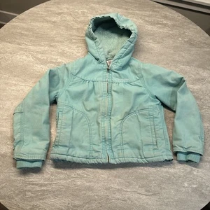 Carhartt Sherpa Lined Blue Hooded Full Zip Jacket Youth Girls Med (10) Canvas - Picture 1 of 11
