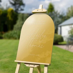 Spiegelbogen Hochzeit Willkommen Schild personalisiert Acryl Eingangsdeko Design 6 - Bild 1 von 12