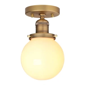 1-flammige moderne Flur Deckenleuchte Leuchte mit Milch Rundglas, Innen Ha... - Bild 1 von 8