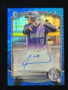 Cristian Arguelles 2025 Bowman Chrome 1st BLUE Reptilian Refractor Auto 123/250 - Picture 1 of 2