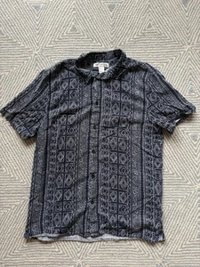 H&M Coachella Short Sleeve Button Shirt - Blue/White - Medium - Picture 1 of 3