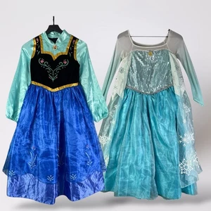 Disney Parks Frozen Anna and Elsa Dress Halloween Costume Set Kids Size 11/12 - Picture 1 of 14