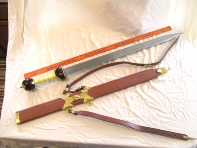 Medieval Templar Knight Crusader 30" Sword with Scabbard Renaissance Cosplay - Image 1 of 4