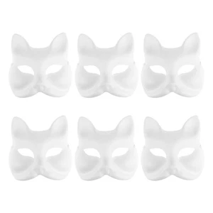 6 Pcs Pulp Mask Halloween Cosplay Ornament Child Carnival Diy Masks - Picture 1 of 12
