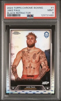 Jake Paul 2024 Topps Chrome Boxing Black Refrator RC  09/10!! POP 1 !! - Image 1 of 4
