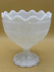 6.5” Vintage Milk Glass Pedestal Compote Bowl. Star And Block Napco.  - Picture 1 of 4