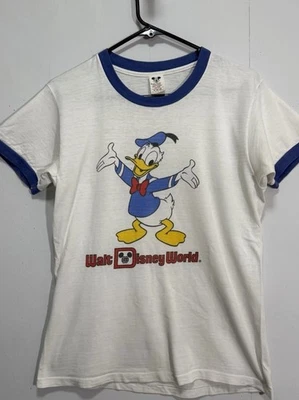 Vintage Walt Disney World Donald Duck White Single Stitch T-Shirt Men’s Size M - Image 1 of 4