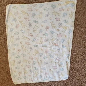 VTG Carter's Pastel Giraffe Bunny Bear Lamb Duck Cotton Baby Blanket HTF - Picture 1 of 7