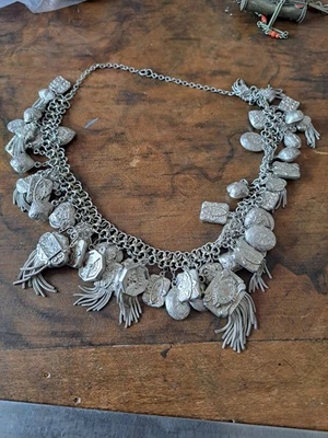 TRES RARE ANCIEN COLLIER BERBERE ALGERIE EN ARGENT POINCONS - Photo 1/4