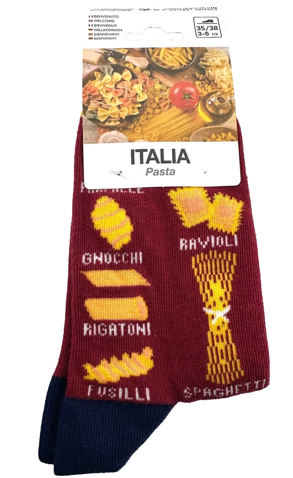 SPOT CLUB Italia Pasta Novelty Socks NWT Red Pasta Pattern Small Mid-Calf Socks - Image 1 of 4