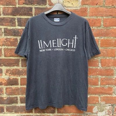 T-shirt anni 80 The Limelight NYC punto singolo sbiadito gotico industriale techno vintage - Immagine 1 di 4