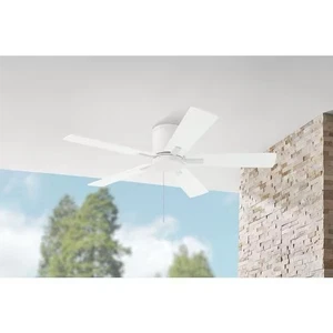 Hampton Bay Grantway 48 in. Indoor Outdoor Matte White Low Profile Ceiling Fan - Picture 1 of 12