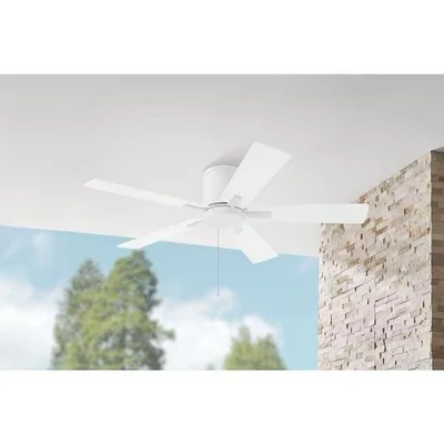 Hampton Bay Grantway 48 in. Indoor Outdoor Matte White Low Profile Ceiling Fan - Image 1 of 4