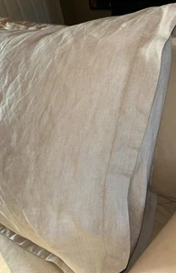 (3) POTTERY BARN LINEN EURO SHAMS Color: Oatmeal Beige - Picture 1 of 7