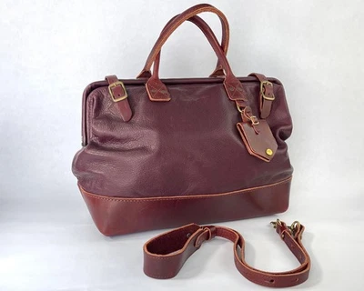 Bolsa de viagem Billykirk No 165 média couro bordô carryall fim de semana durante a noite - Imagem 1 de 4