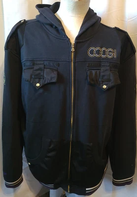 Sudadera con capucha Coogi frontal con cremallera para hombre - 3XL - negra - mezcla de algodón Foto 1 de 4