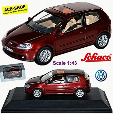 VW Golf V 5 sedán 3 puertas 2003-08 rojo puesta de sol-rojo metálico 1:43 Schuco Foto 1 de 4