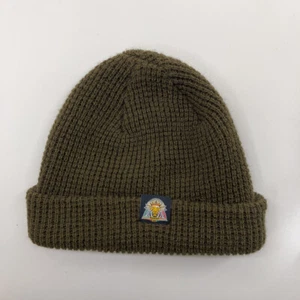 Reggaefest Green Waffle Grid Pattern Winter Cuff Hat Reggae Lion Ski - Picture 1 of 6