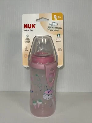NUK Active Cup 10 oz mamadeira BPA FREE - Bico macio - MÚSICA ROSA TEMÁTICA - Imagem 1 de 4