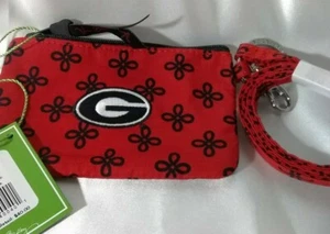 Vera Bradley's ZIP ID CASE with LANYARD with UNIVERSITY of GEORGIA LOGO NWT - Picture 1 of 6