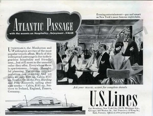 1939 US Lines Cruises Travel Vacations Old Vintage PRINT AD Wall Decor? (3902) - Picture 1 of 1